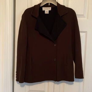Jones New York wool cashmere blend blazer chocolate brown, sz 10 Black interior